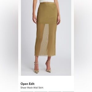 Open Edit Sheer Mesh Midi skirt
